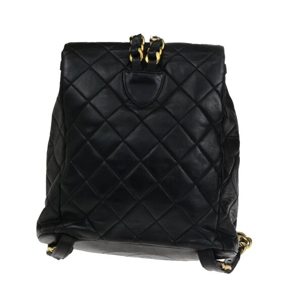 CHANEL CC Logo Matelasse Chain Backpack Bag Leather Black GHW France 317RK756 main image 8